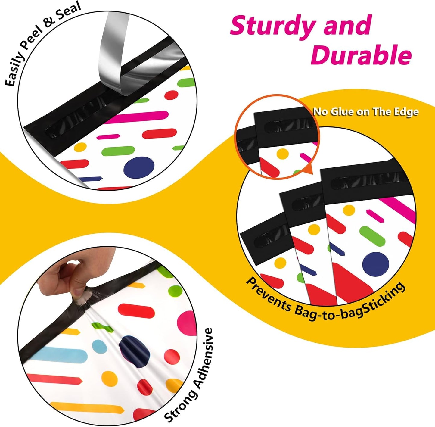 Poly Mailers 10x13 Inch 100 Pcs - Color Stripe Printed Shipping Bags, 2.4mil Thickness, Waterproof and Tear Resistant Mailing Envelopes, Self-Sealing Packaging Bags for Small Business