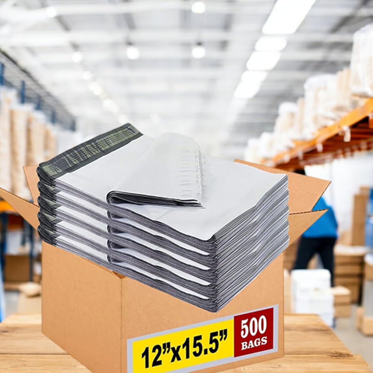 iMBAPrice 500 - 12 x 15.5 Premium Matte Finish White Poly Mailers Envelopes Bags (iMBA-5PM-500)