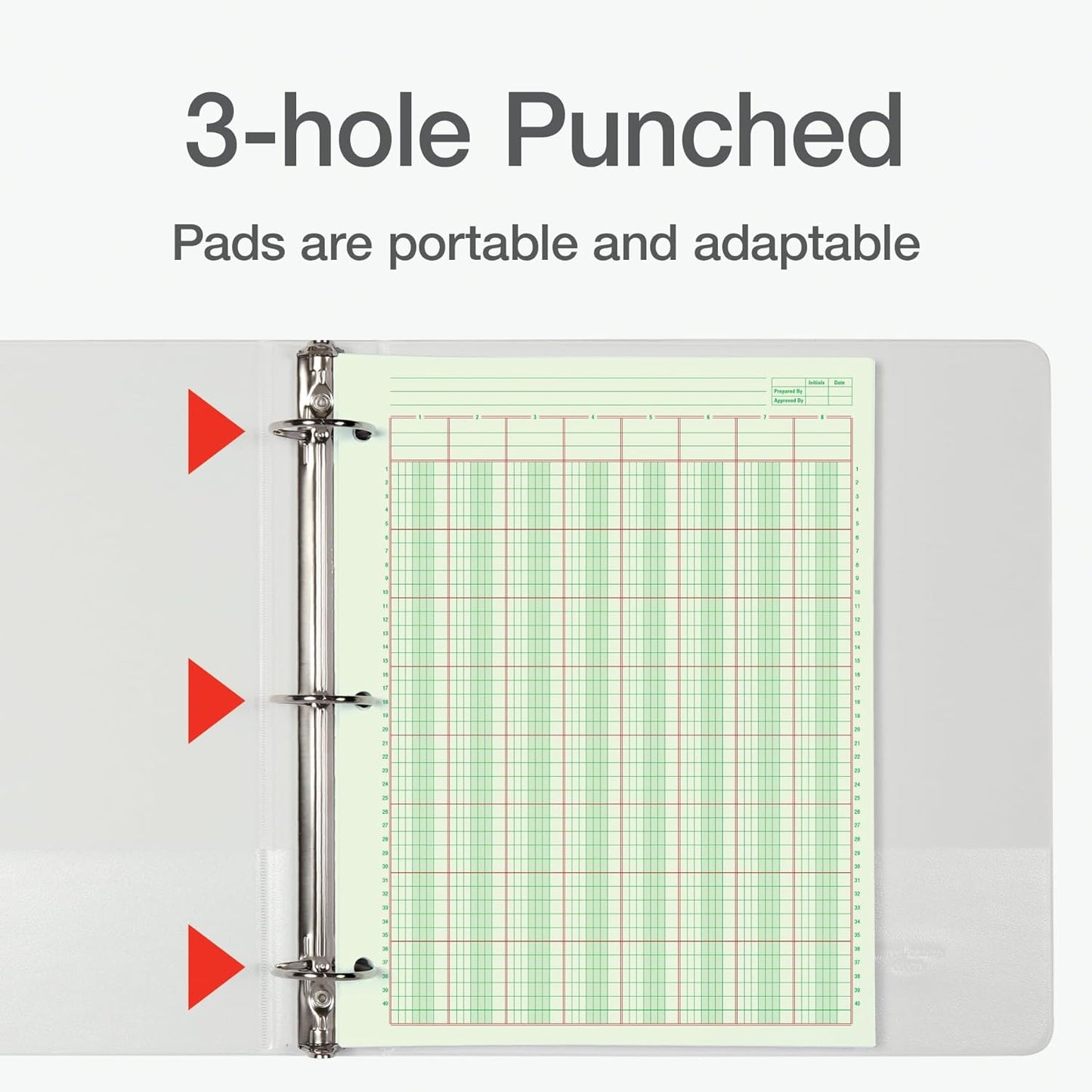 Adams Columnar Analysis Pad, 8 Column Ledger, 8.5" x 11", 100 Pages (50 Sheets), Green, 3 Hole Punch, for Accounting, Bookkeeping & Data (ACP85118)