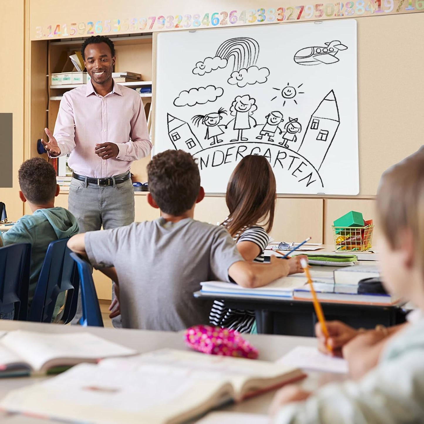 Wall-Mounted Magnetic Tempered Glass White Board Frameless Dry Erase Board Wall Mounted Ideal for Office Classroom School Kitchen and Home，Durable Whiteboard Frameless (48''x36'')