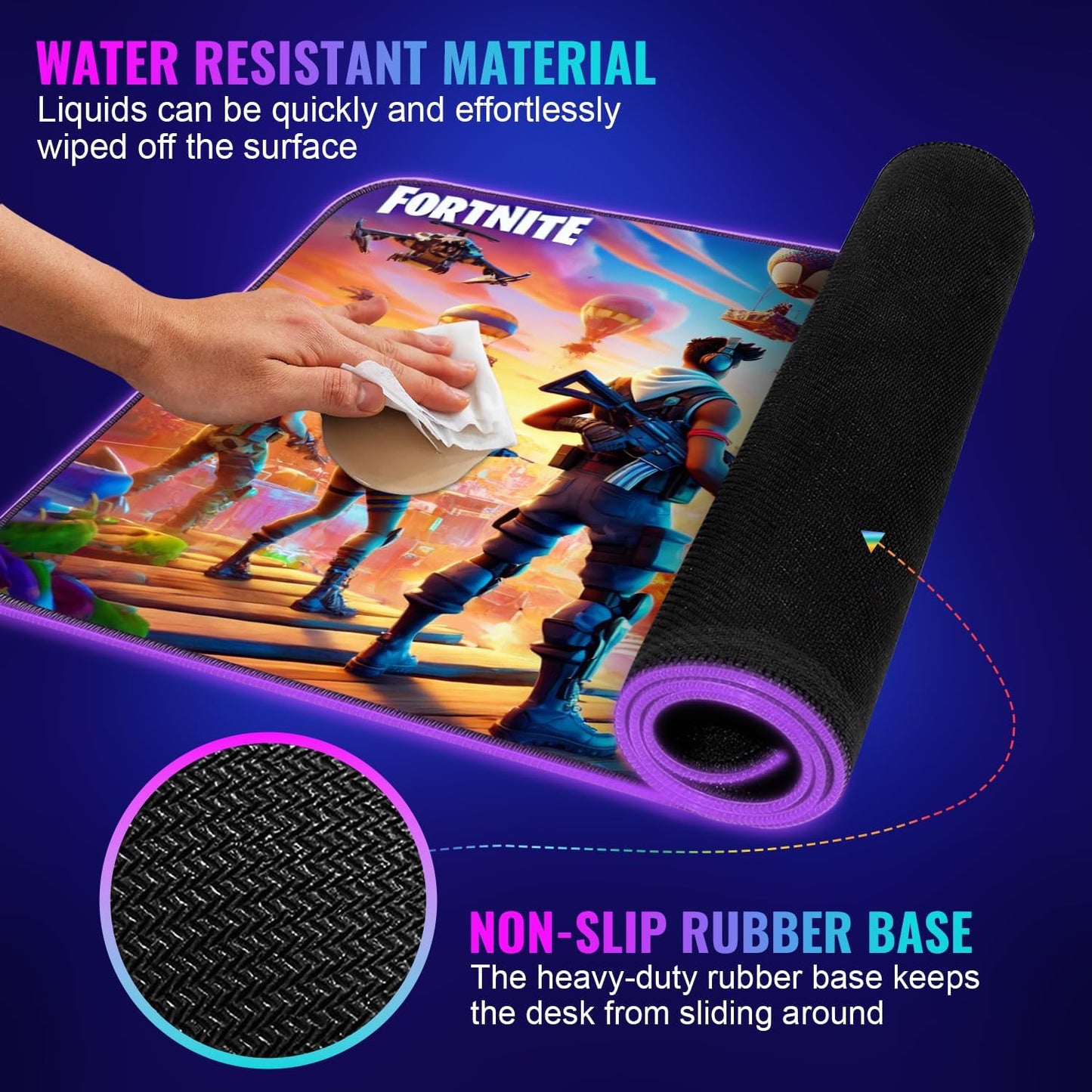 Gaming Mouse Pad - Desk Mat Gaming Mouse Pad , Medium Extra Large Extended Big Long Huge XL XXL and XXXL RGB LED Light Mousepad For a Computer , PC Mats Mousepads Battle Royale Frenzy