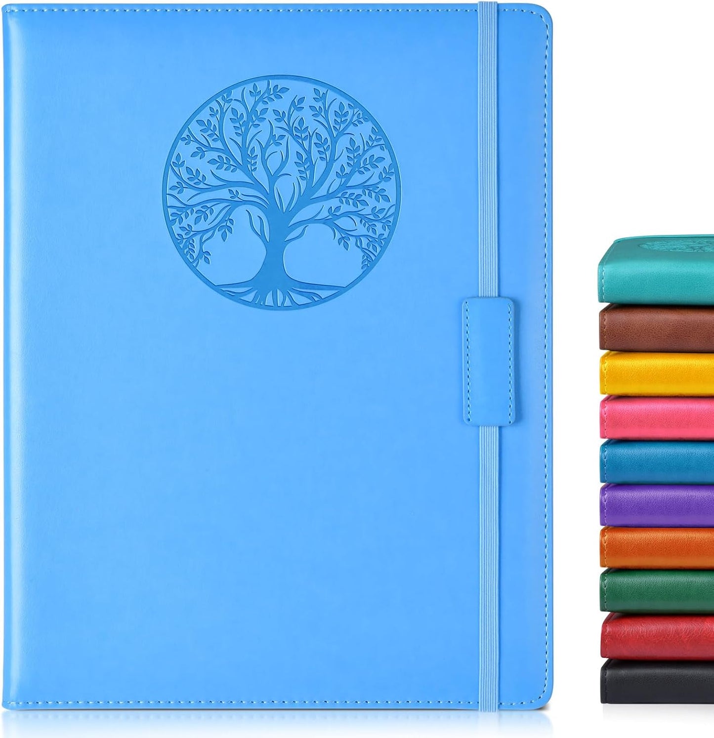 Lined Journal Notebook for Women Men,256 Pages A4 Large Hardcover Leather Journals for Writing,Travel,Business,Work,School,College Ruled Notebooks for Note Taking,Diary Notepad 8.6"×11"(Light blue)