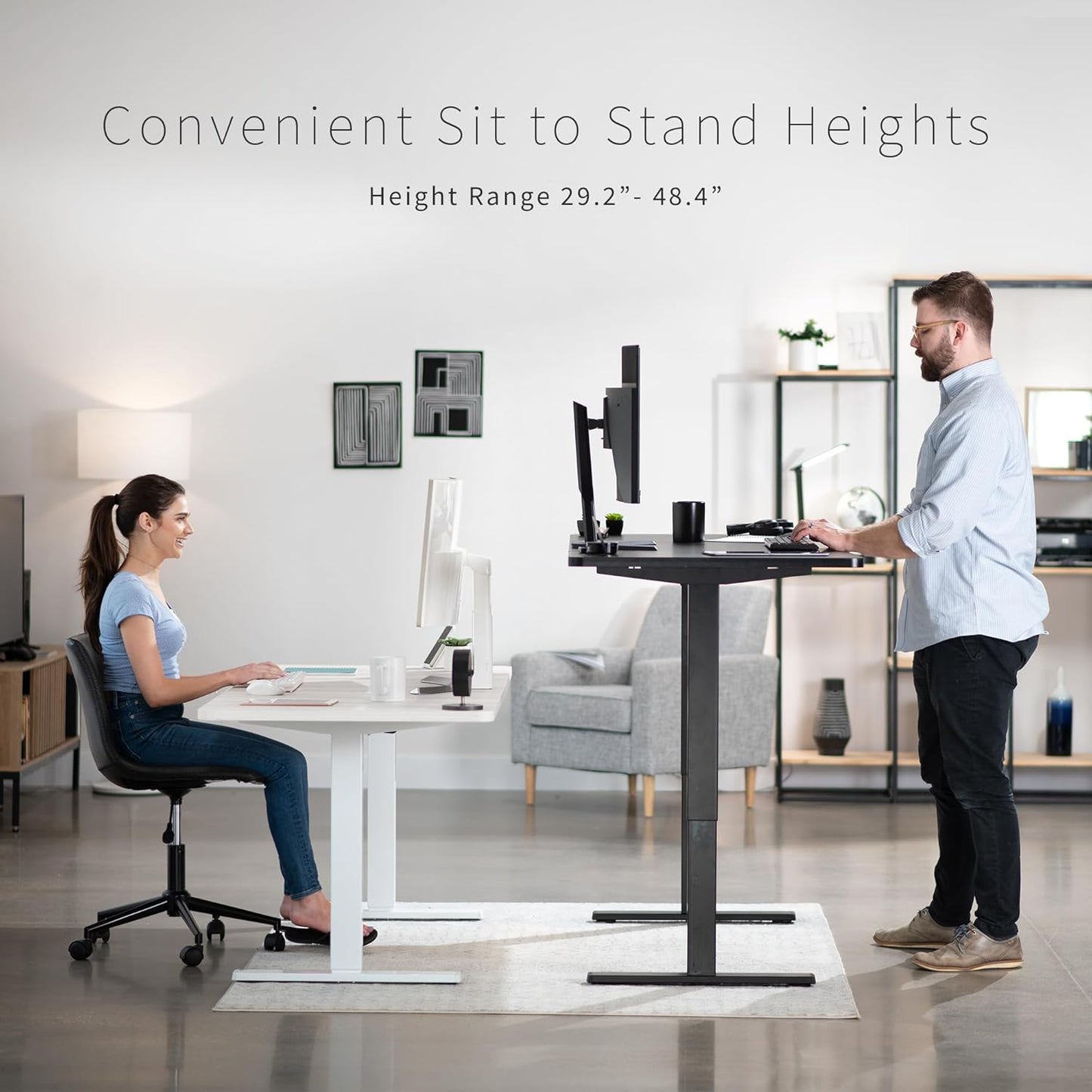 VIVO Electric 60 x 30 in Standing Desk, Memory Height Adjustment, 1B Series, Black Top Gray Frame, DESK-KIT-1G6B-30