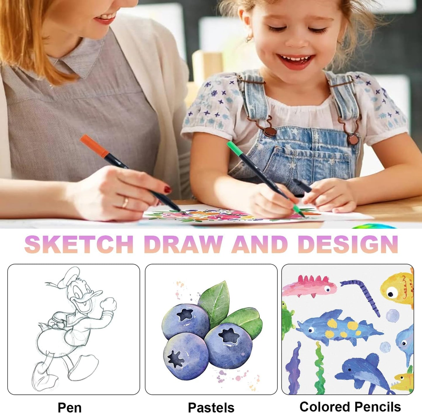 MEMX Sketch Book for Kids, 8”X11.5” 100 Pages(110gsm), Spiral Bound Artist Sketch Pad, Durable Acid Free Sketchbook for Painting, Sketching or Doodling, Best Gifts for Drawing Boys and Girls, White