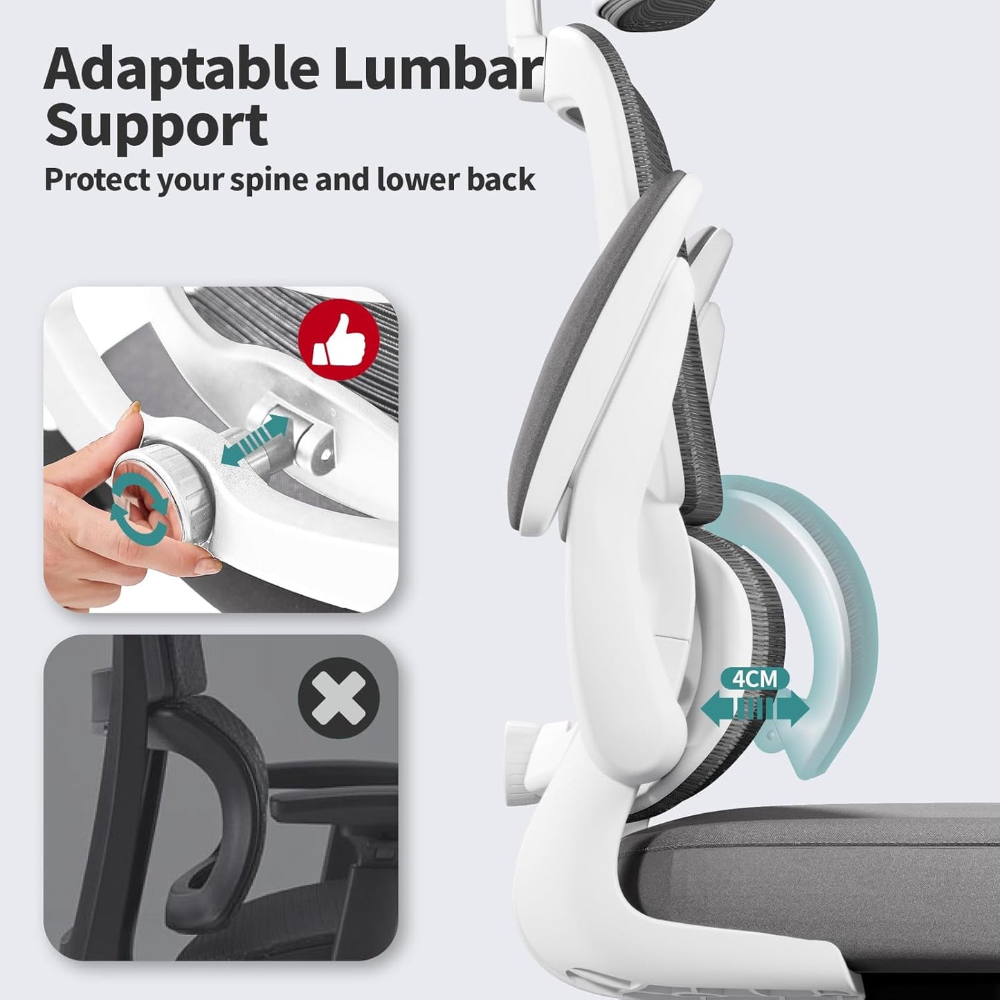 TRALT Office Chair Ergonomic Desk Chair, 330 LBS Home Mesh Office Desk Chairs with Wheels, Comfortable Gaming Chair, High Back Office Chair for Long Hours (White)