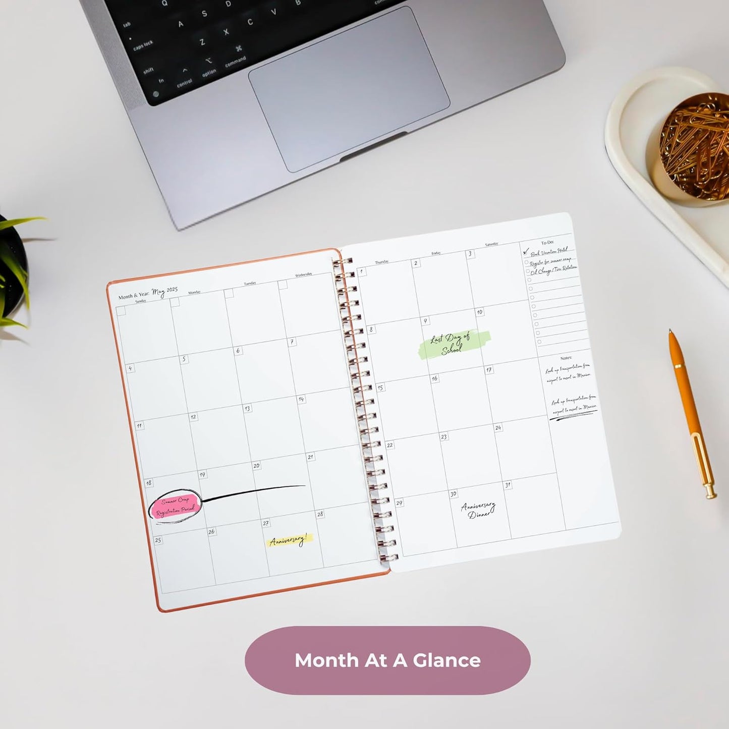 | Ultimate Yearly, Daily, Weekly, Monthly Planner | 8.25" x 11.75" | To Do List Notebook for Work | Simple Design | Multiple Layouts | Academic Planner and Organizer Notebook (Rust, Yearly Planner - Portrait)