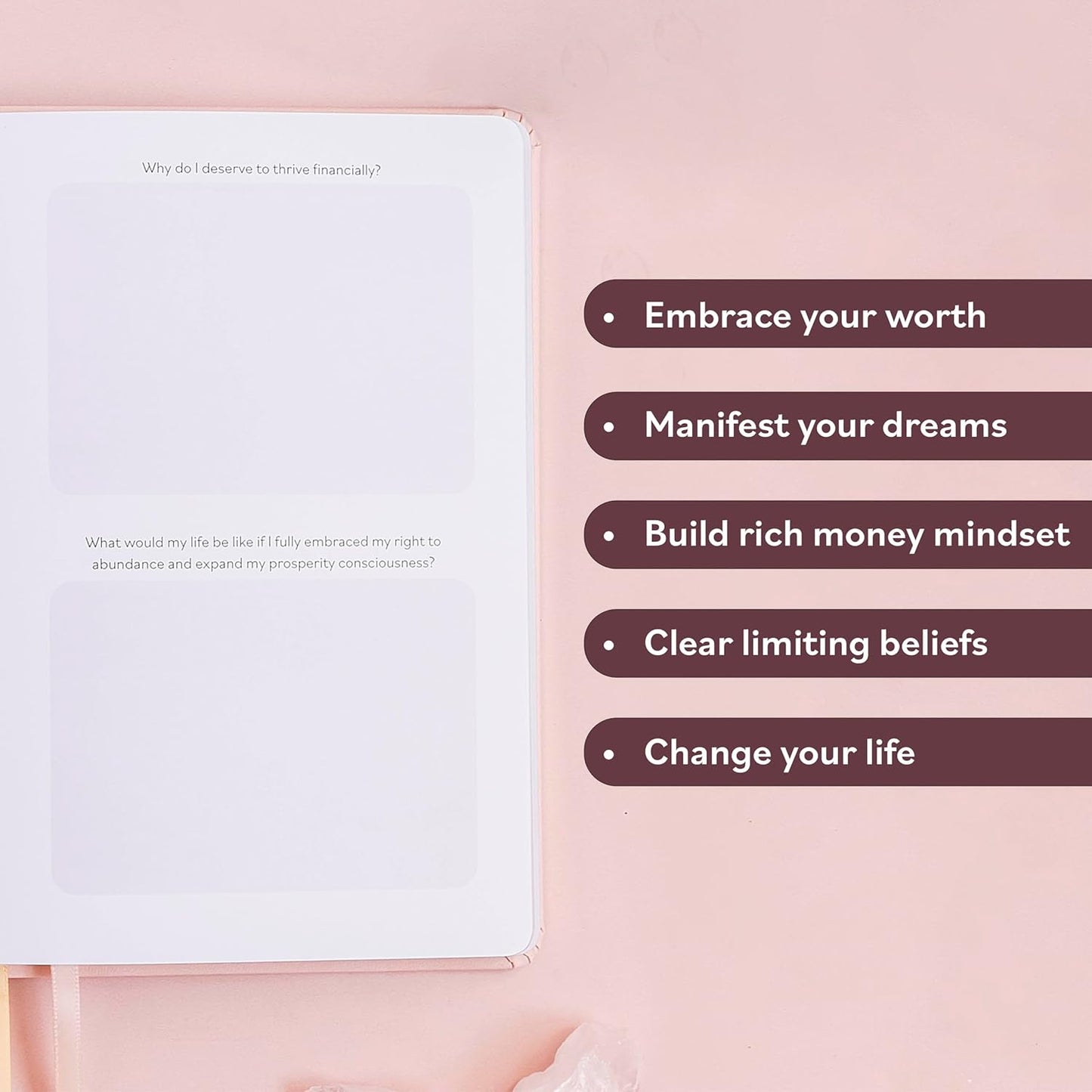 Manifestation Journal - Worthy of Abundance - Manifest Rich Life, Develop Millionaire Money Mindset - Daily Guided Gratitude Luxury Miracle Planner with Prompts for Women & Men Gift