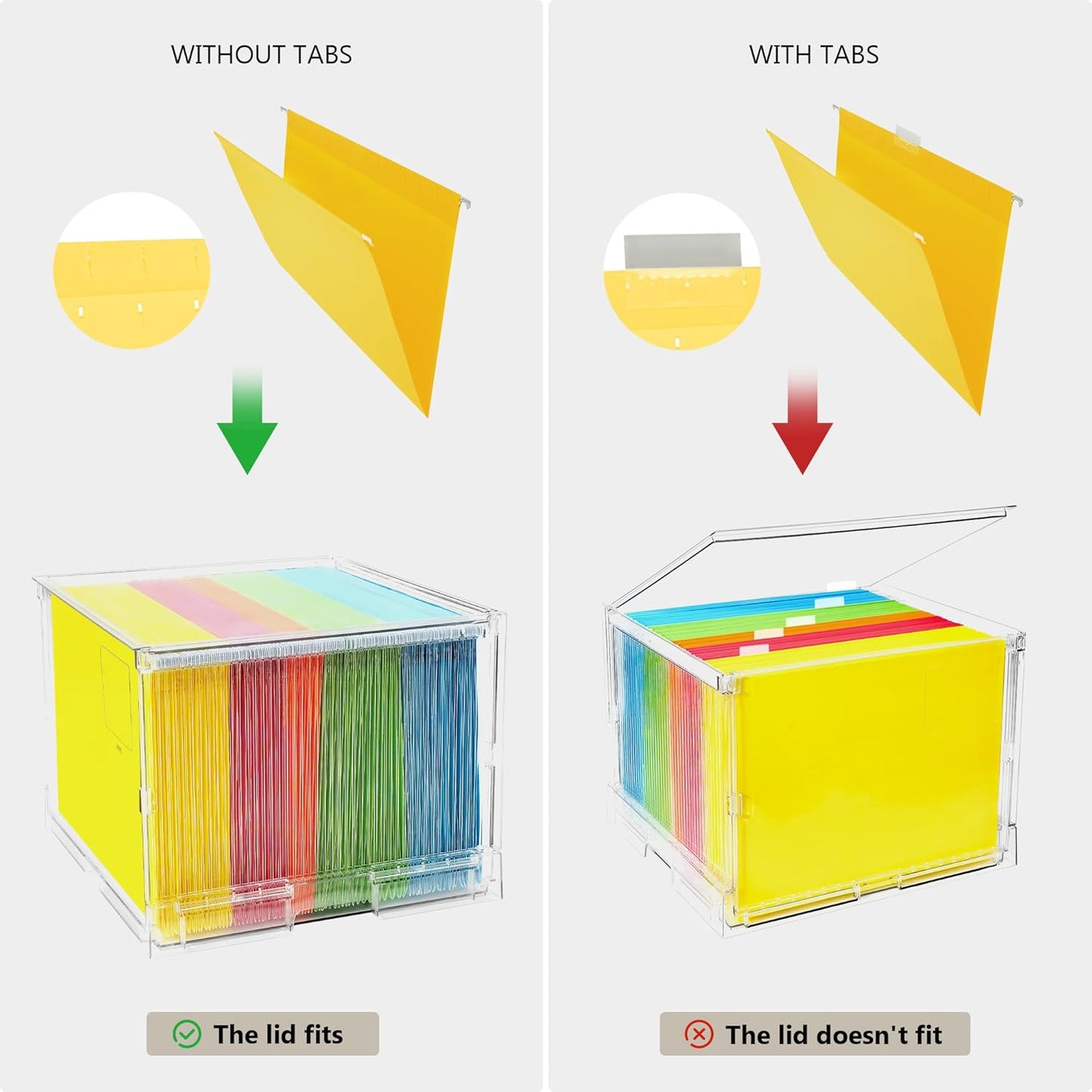 MUKAI File Organizer Box with Lid, Collapsible File Folder Organizer with Slide, Hanging File Folder Box, for Office Document Storage with Desktop organizer ﻿ (3)