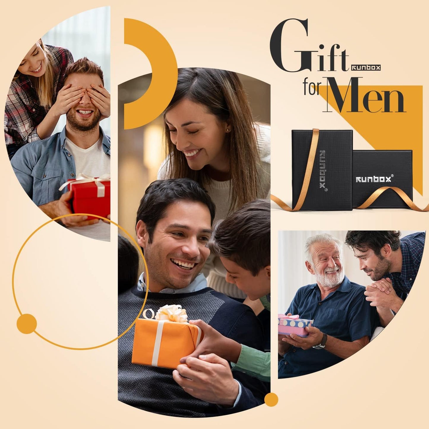 RUNBOX Novelty Wallet for Men Slim 11 Credit Card Holder Slots Leather RFID Blocking Small Thin Men's Wallet Bifold Minimalist Front Pocket Large Capacity Gift Box