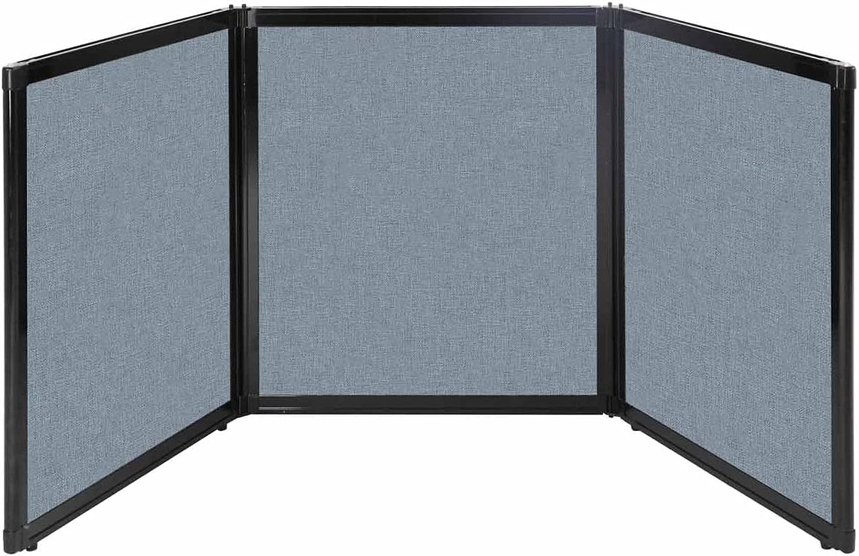 Versare Folding Tabletop Display | 3-Panel Partition | Lightweight Portable Workspace Divider | Powder Blue 99" x 36"