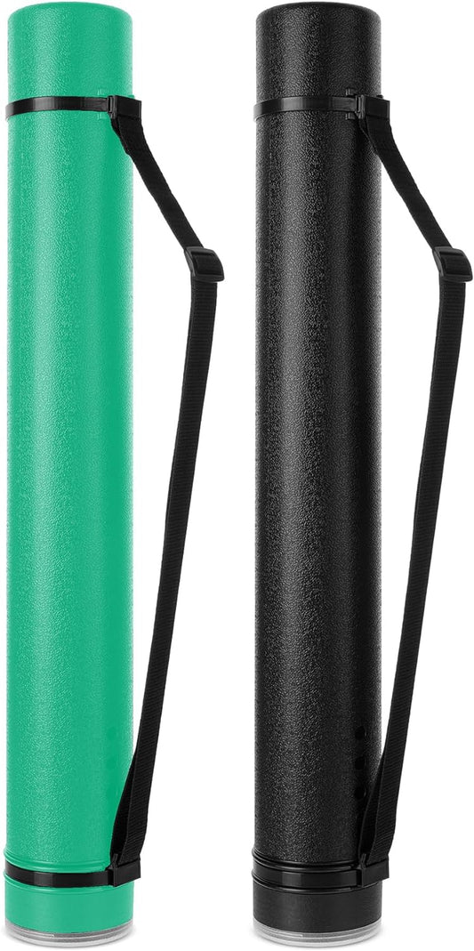 Mr. Pen- Poster Tube, 2 Pack, Black and Green, Extendable Poster Tube with Strap, Poster Carrying Case, Telescoping Tube, Art & Poster Transport Tubes, Poster Tubes for Storage, Poster Holder Tube
