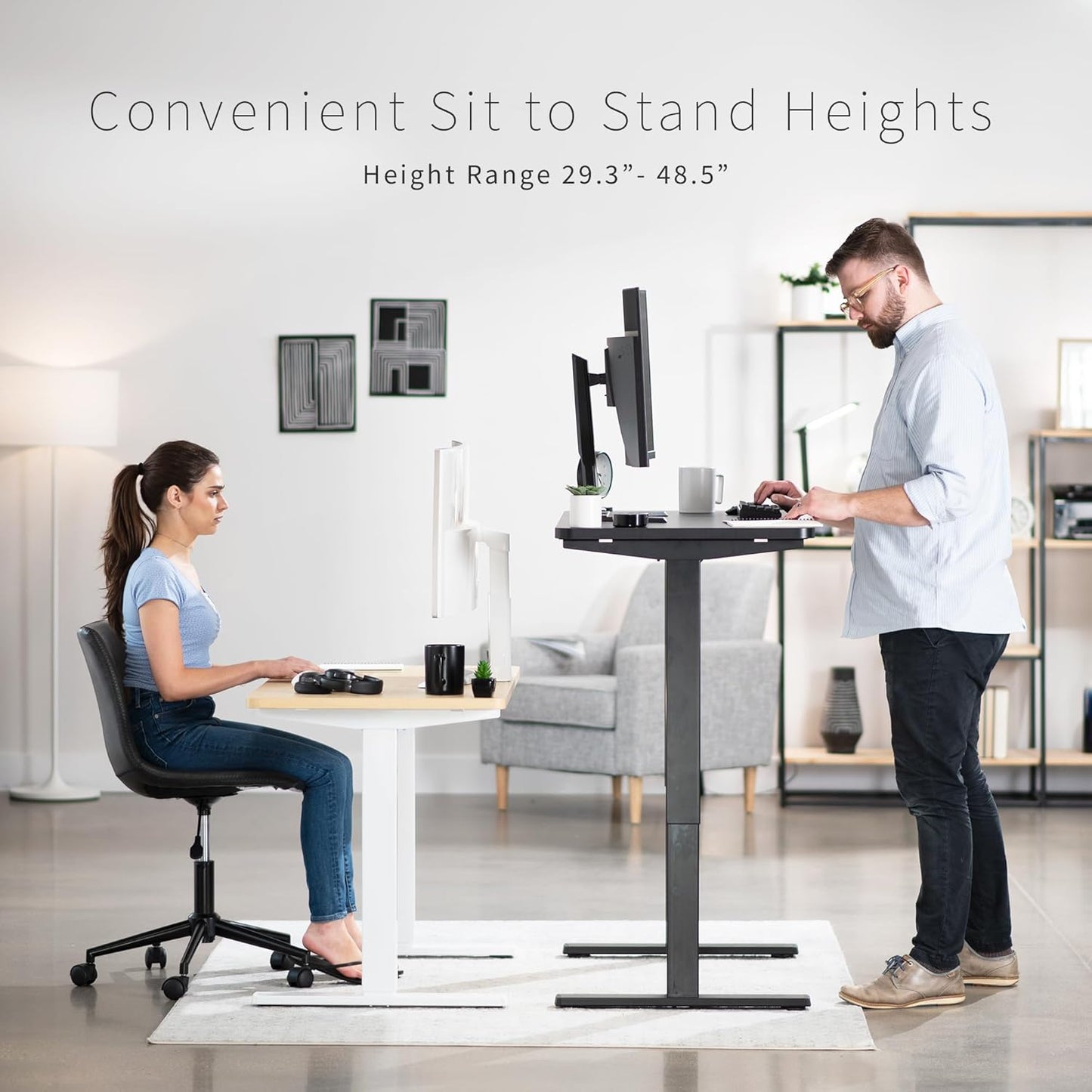 VIVO Electric 43 x 24 in Rustic Standing Desk, Memory Height Adjustment, 1B Series, One-Piece Vintage Brown Top, Gray Frame, DESK-KIT-1G4N