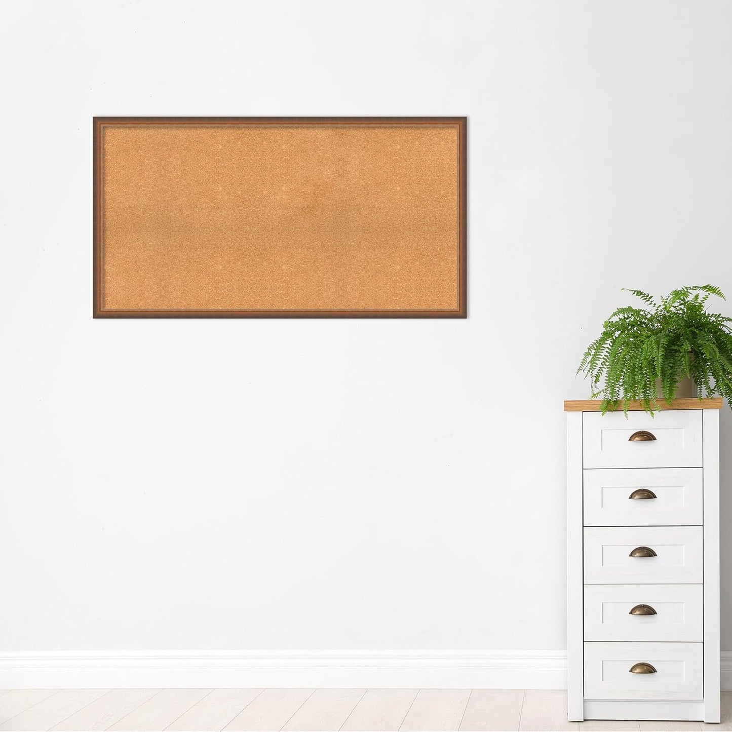 Amanti Art Natural Cork Board for Wall, 28x52 Vision Board with Bronze Frame, Oversize Corkboard Office Decor for Home Organization, Modern Corkboard Pinboard to Display Items for Home Organization