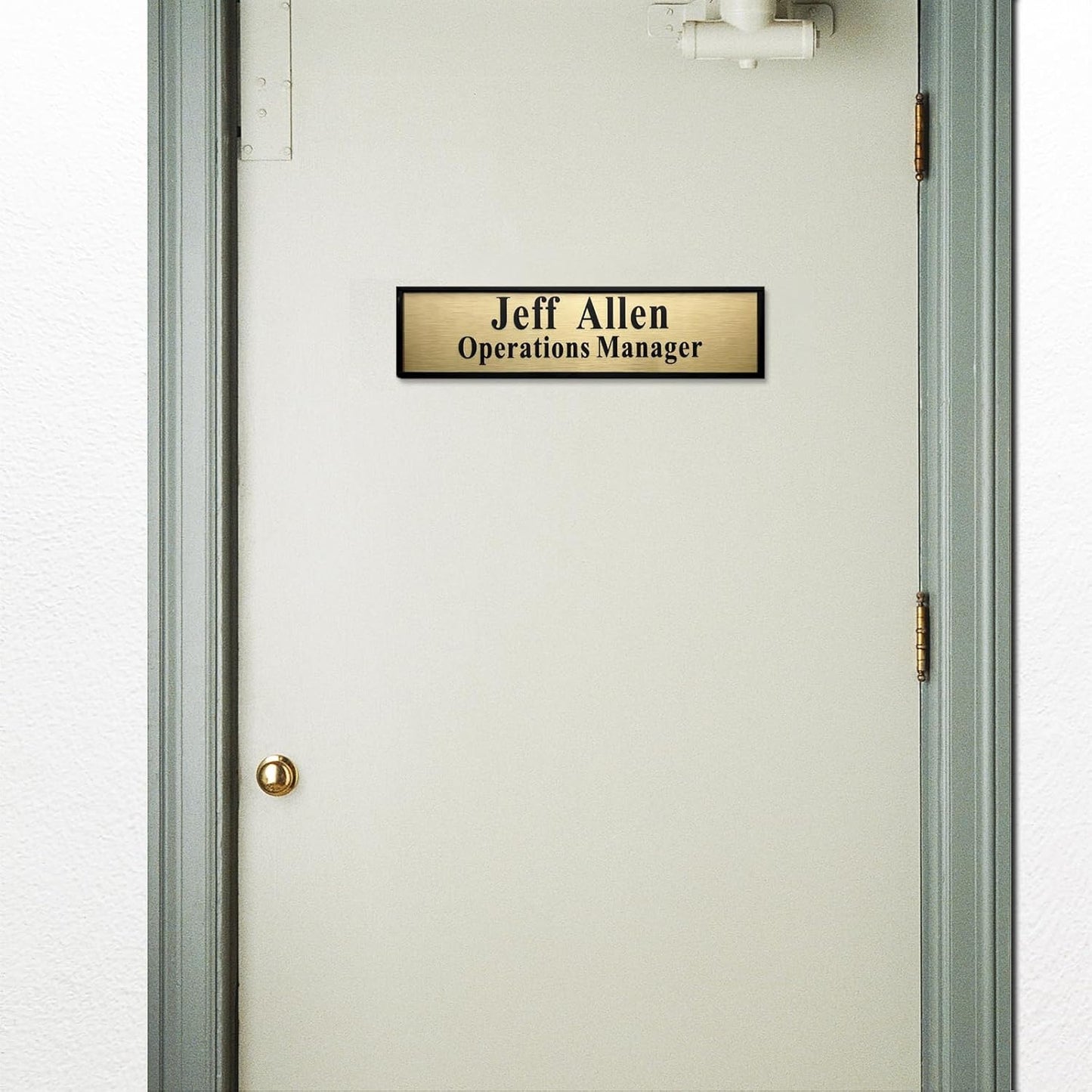 Personalized Name Plate for Door or Wall, 2 x 8 inch Custom Office Aluminum Door Name Plates with Two Lines Custom Text, Office Gifts for Coworkers Boss Teacher, Employee Appreciation Gifts