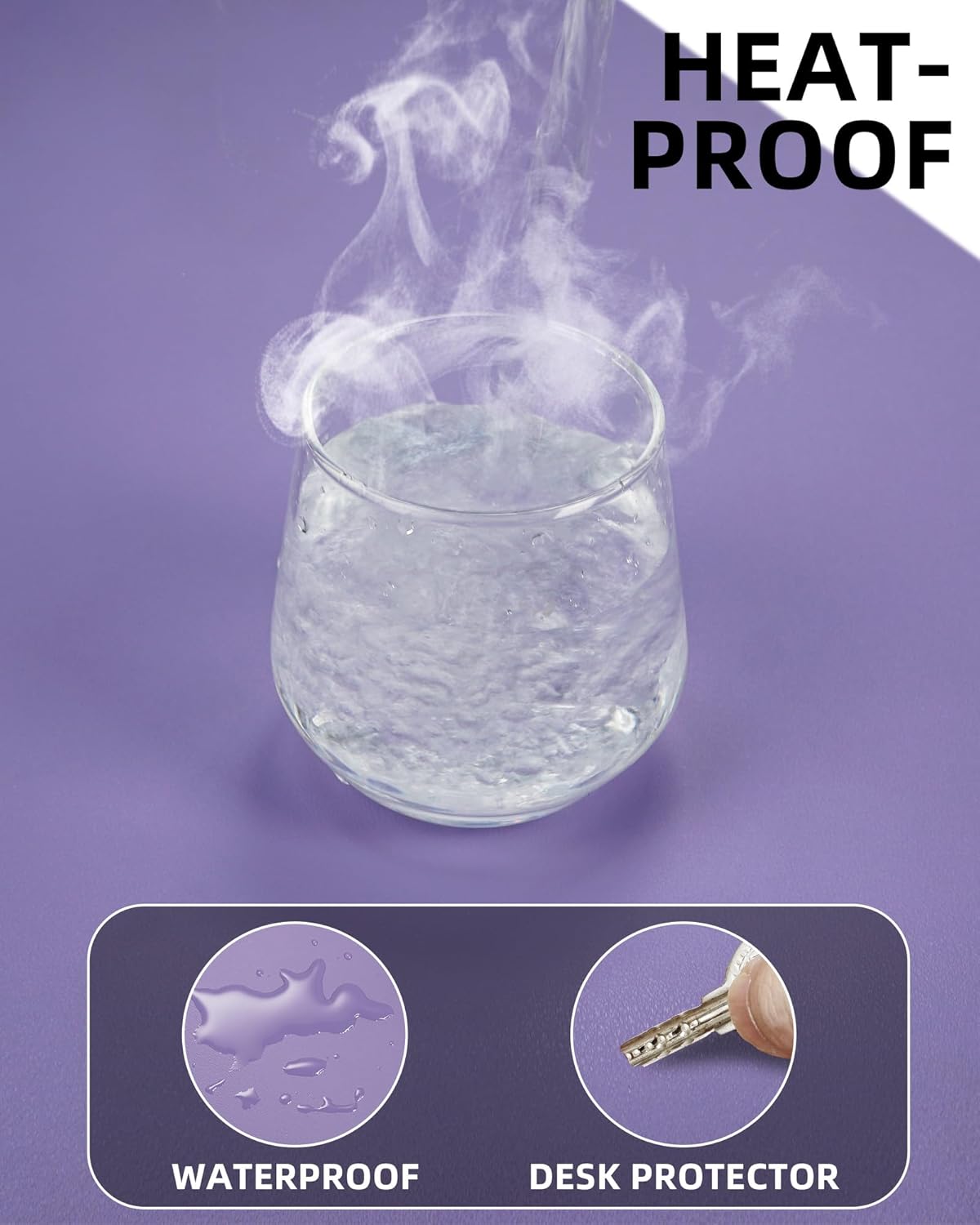 Leather Desk Pad Protector, Purple Desk pad, Office Desk Mat, Non-Slip PU Leather Desk Blotter, Laptop Desk Pad, Waterproof Desk Writing Pad for Office and Home (Light Purple, 31.5" x 15.7")