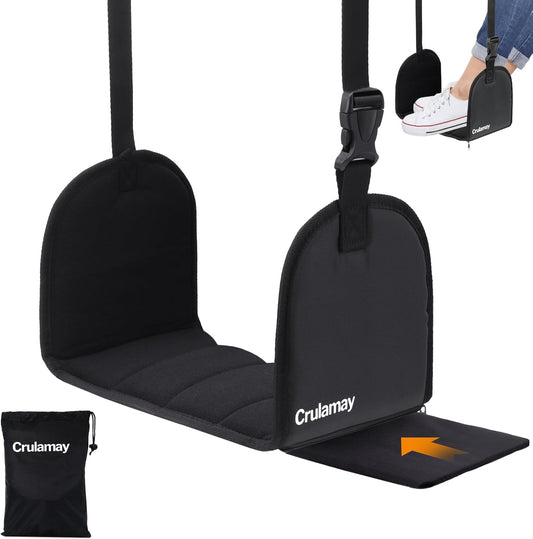 Anti-Squeeze Airplane Foot Hammock for Plane Travel with Flat Base and Memory Foam, Adjustable Leg Hammock for Airplane Travel, Leg Rest for Long Flights, Portable Foot Rest for Under Desk at Work