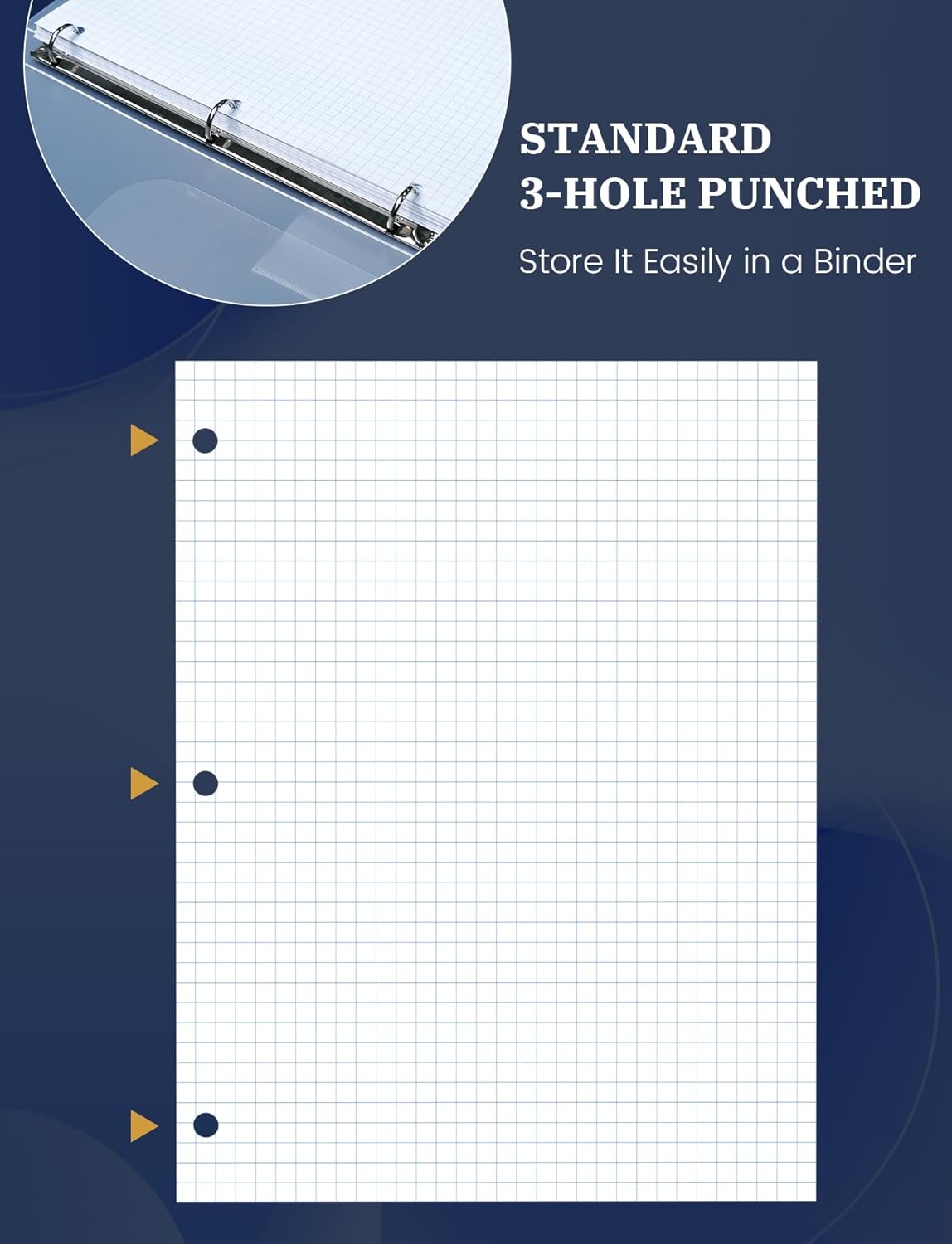 240 Sheets Loose Leaf Paper, 4x4 Graph Ruled, 8''x 10.5'' Filler Paper, 3-Hole Punched Binder Paper, Quad Ruled Graph Paper 8 x 10-1/2, Quadrille Graph Paper Loose Leaf Bulk with 3-Ring for Binder