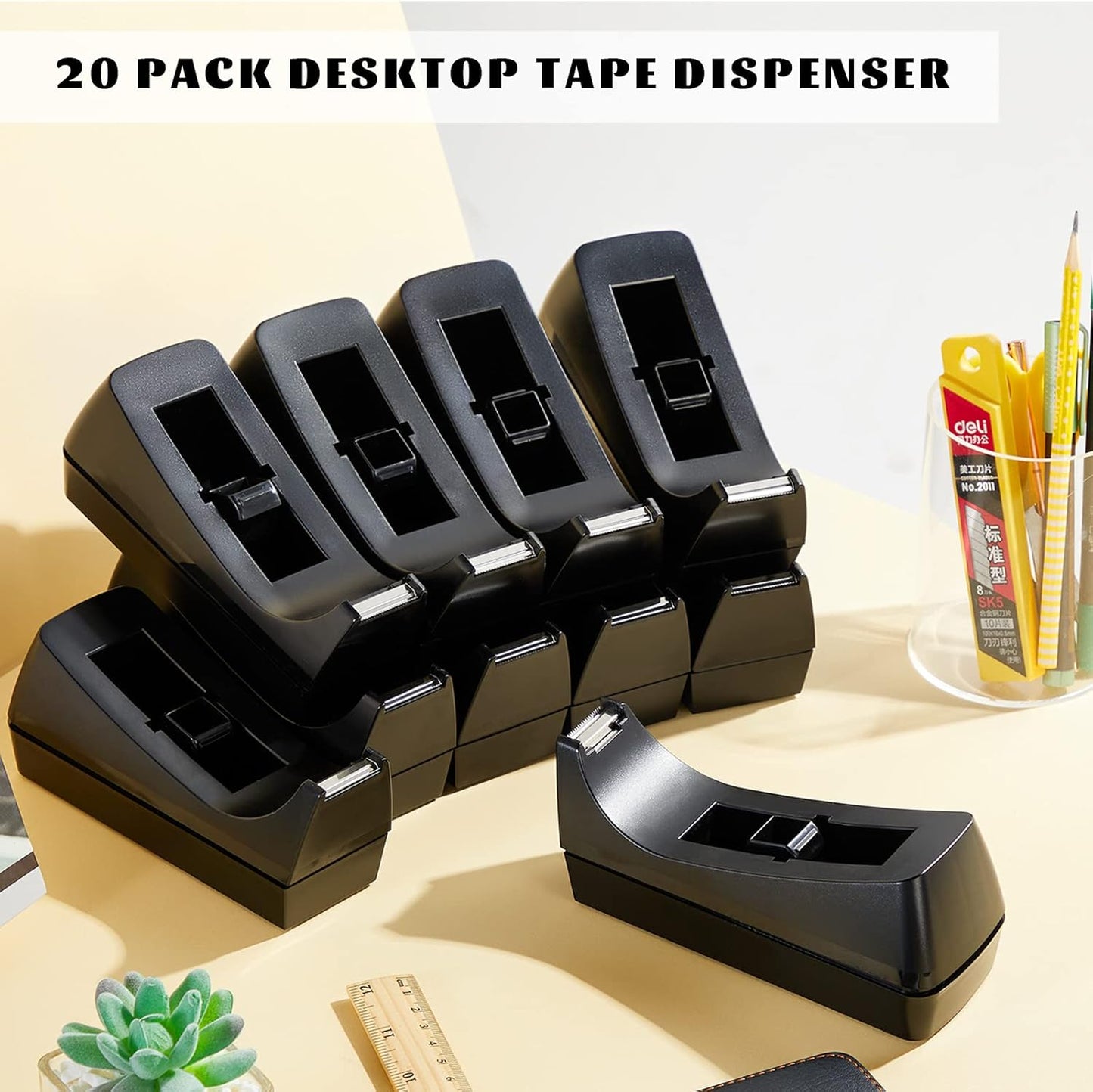 20 Pack Desktop Tape Dispenser Tape Roll Non Skid Base Tape Dispensers for Office Home School (Tape Not Included)