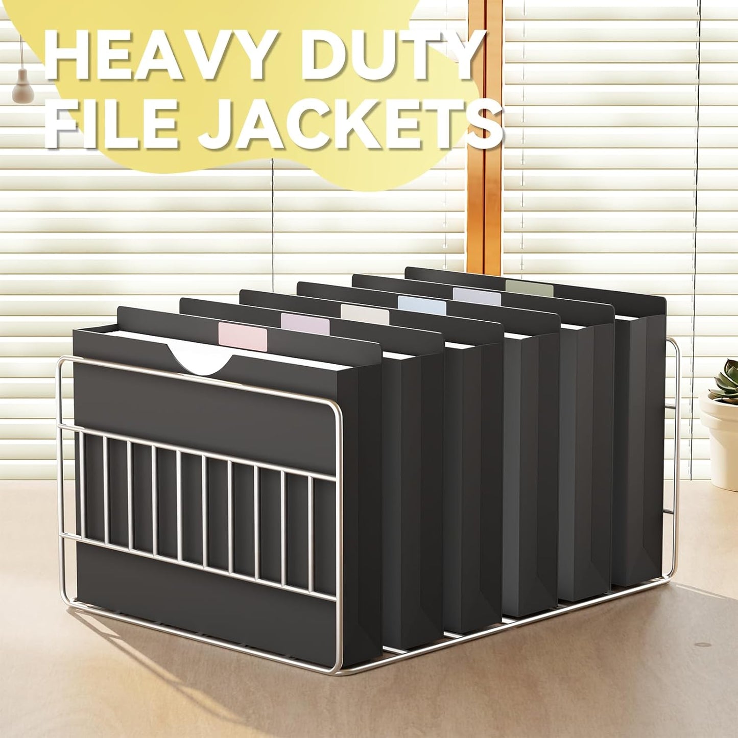 Plastic 2 Inch File Jackets Letter Size,12 Pack Reinforced Manilla Pocket Folders,Upgrade Material,Poly Expandable File Jacket,Heavy Duty Expansion Pocket Files with Straight Cut Tabs,Black