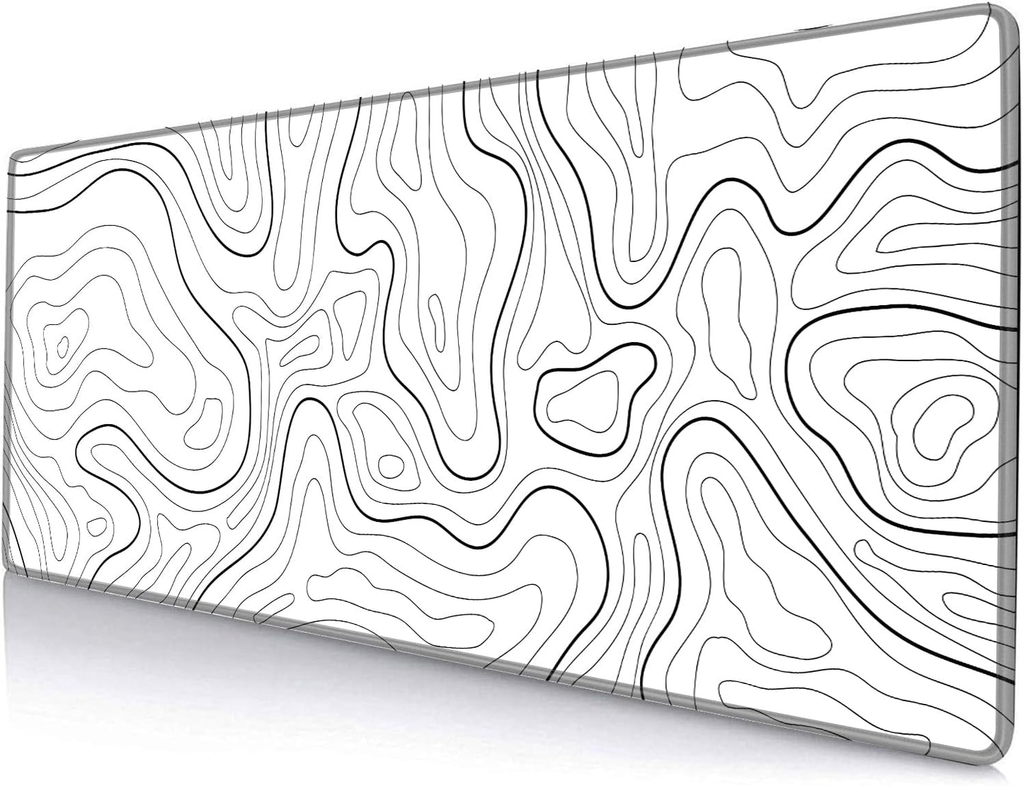 Mouse Pad Large, Extended XL Gaming Mousepad, Non-Slip Rubber Base Minimalist Keyboard Mouse Mat Desk Pad for Work, Game, Office, Home, 31.5 x 11.8 in, White Topographic Map Lines