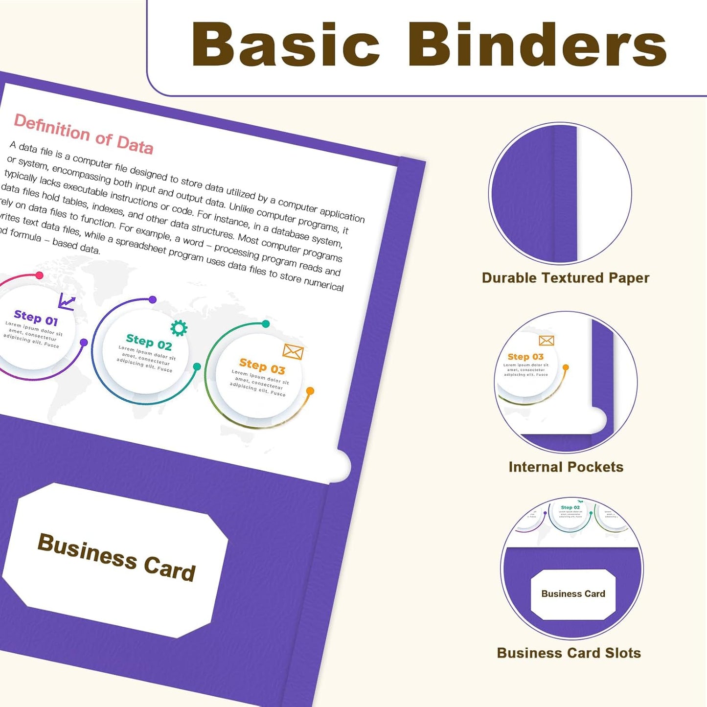 Folders with Pockets, LAYZZ 30 Pack Paper Pocket Folders, 2 Pocket Folders Fits Letter Size Paper, for School Office and Home (Purple)