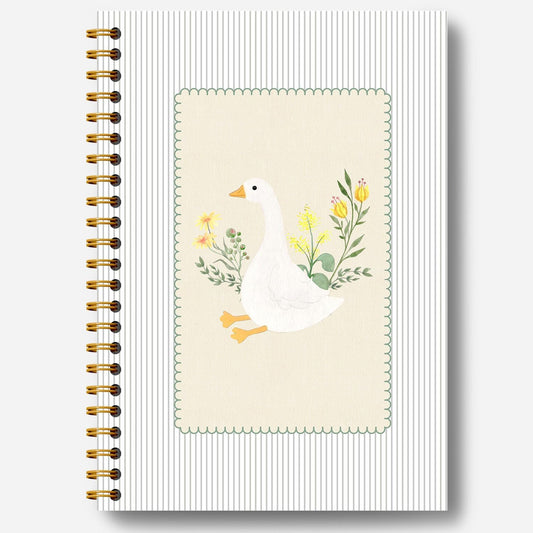 Guymn Cottage Core Floral Goose Notebook, Sage Green Vintage Goose Journal for Kids Girls, Geese Animal Lover Gifts Hardcover Spiral Notebooks Journals 5.5x8.3 Inch