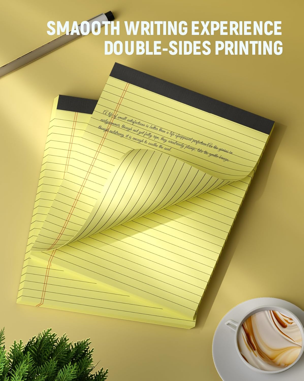 Legal Pads 8.5 x 11, 3 Pack Yellow Note Pads 8.5 x 11 Writing Pads Perforated Paper Tablets 8-1/2 x 11 Wide Ruled Legal Notepads Lined Pads of Paper Notepads Yellow Notebook 30 Sheets Per Notepad