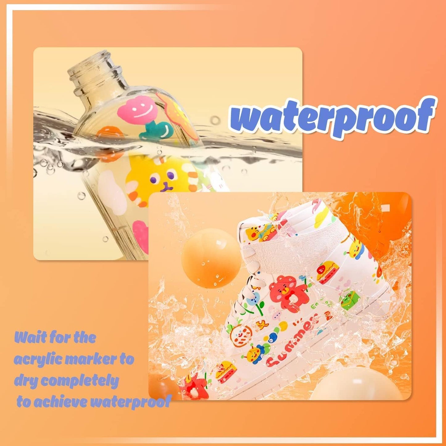 Acrylic Paint Marker Pens 24pcs, Dual Tip Pens With Soft and Hard Tips, Fine Point Acrylic Paint Markers for Wood, Canvas, Stone, Rock Painting, Glass, Ceramic Surfaces, DIY