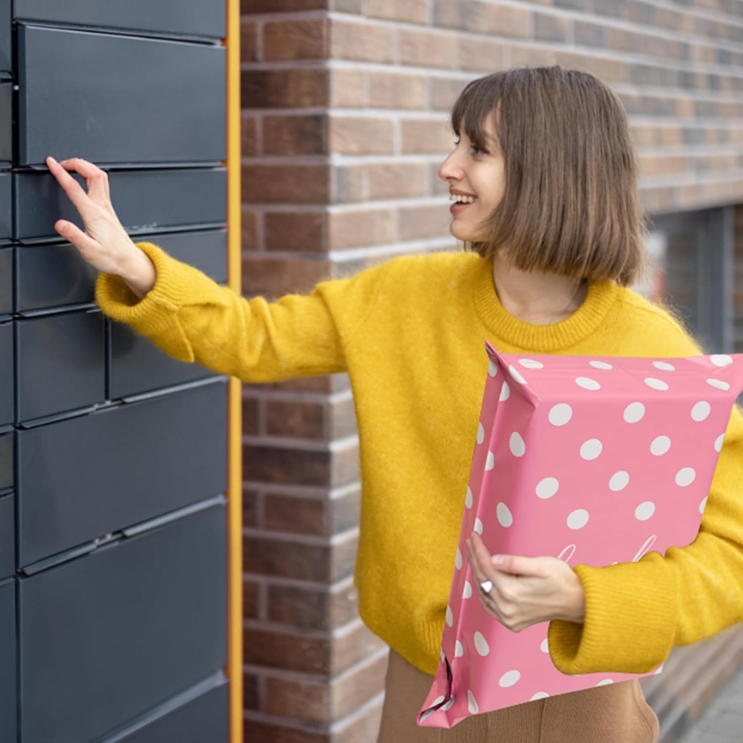 Thank You Poly Mailers 12x15.5 Inch 50 Pcs - Pink Dots printed Shipping Bags, 2.4mil Thickness, Waterproof and Tear Resistant Mailing Envelopes, Self-Sealing Packaging Bags for Small Business