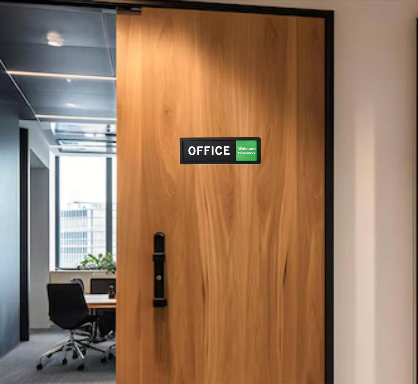 Office Sign – Do Not Disturb / Knock Welcome Slide Switch Sign, Premium Durable Acrylic Material, Super Strong Self-Adhesive, Quick Installation, Suitable For Your Home And Business (9×3 Inches, Black) (Office)