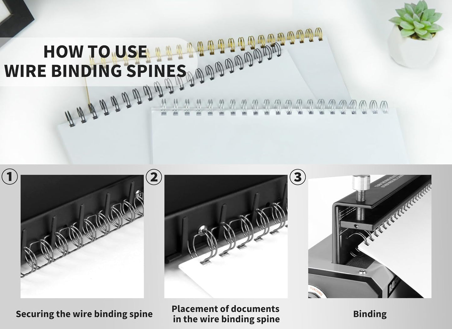 Rayson WR21159BK Wire Binding Spines, 2:1 Pitch Double Loop Binding Wires 5/8 Inch, 21-Loop Wire Ring Pack of 50 with Black