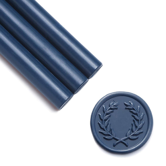 UNIQOOO Mailable Glue Gun Sealing Wax Sticks for Wax Seal Stamp - Navy Blue, Great for Wedding Invitations, Cards Envelopes, Snail Mails, Wine Packages, Gift Ideas, Pack of 8