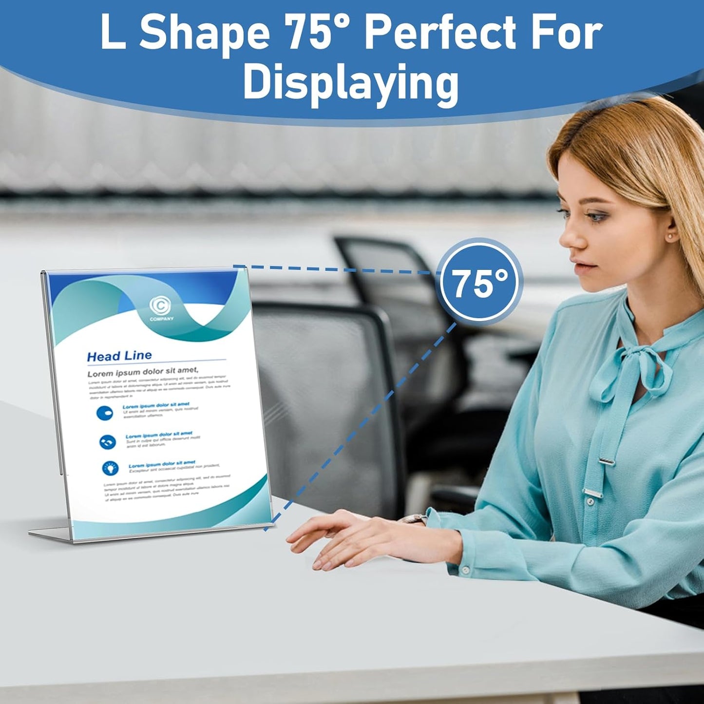 Acrylic Sign Holder 5x7 Inches, 13 Pack Clear Plastic Table Flyer Display Stand, L-Shape Vertical Menu Paper Holder Stand, Clear Picture Photo Flyer Display Stand for Restaurants, Store Fair,Office