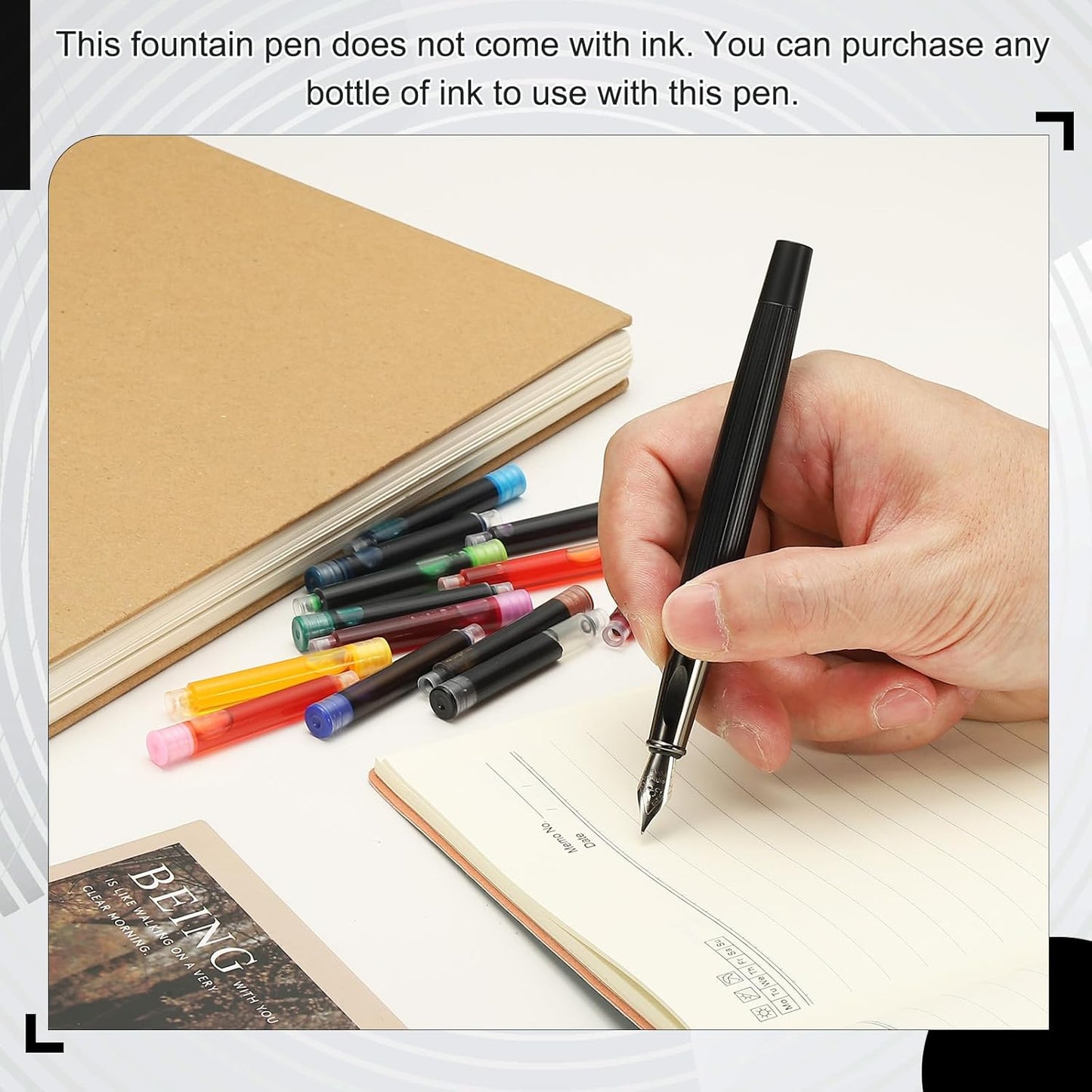 PATIKIL 60Pcs Fountain Pen Ink Cartridges, 3.4mm Bore Diameter Pen Ink Refill Standard International Refill Cartridges for Writing Business, Dark Pink