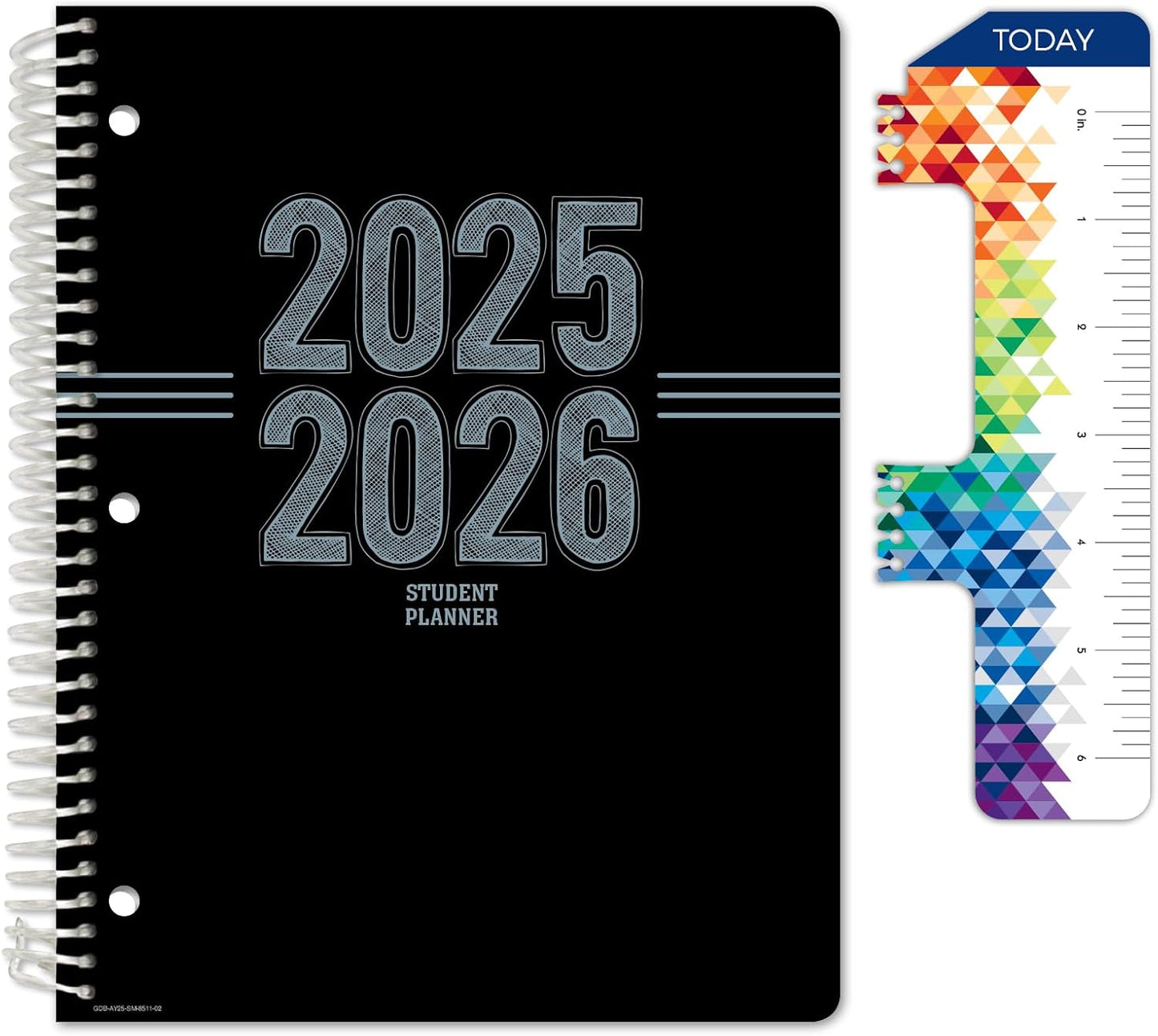 Global Datebooks Dated Middle School or High School Student Planner for Academic Year 2025-2026 Includes Ruler/Bookmark and Planning Stickers (Matrix Style - 8.5"x11" - Triple Stripe)