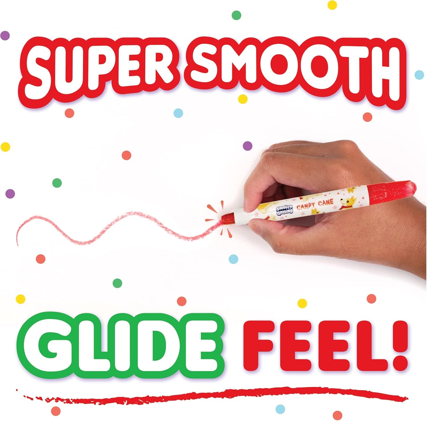 Holiday Smelly Gellies - Patented Gourmet Scented Glidewrite Glitter Gel Coloring Sticks, Crayons, Highlighters - 5 Count - Gifts for Kids, Stocking Stuffer