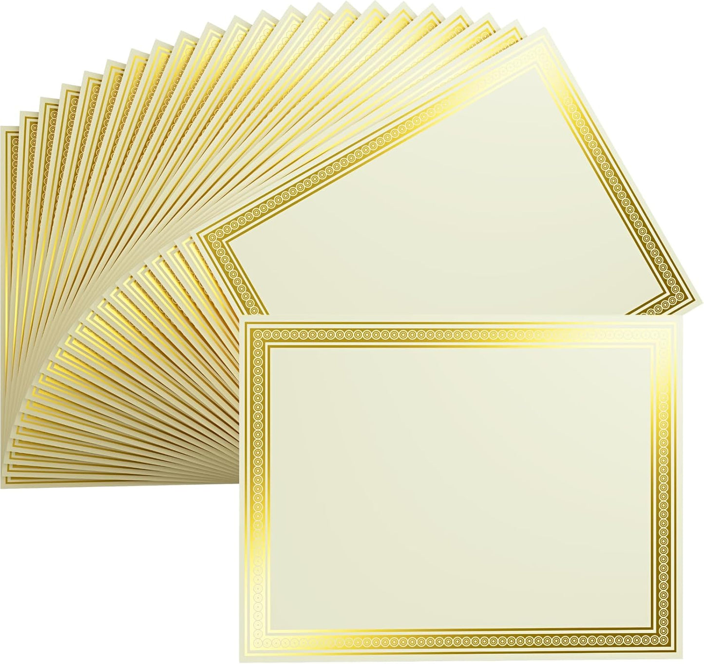 50 Count Certificate Paper 8.5 x 11 for Printing,Blank Gold Foil Border,Award Certificate Paper for Business,Graduation Diploma,School and Achievement (Ivory)