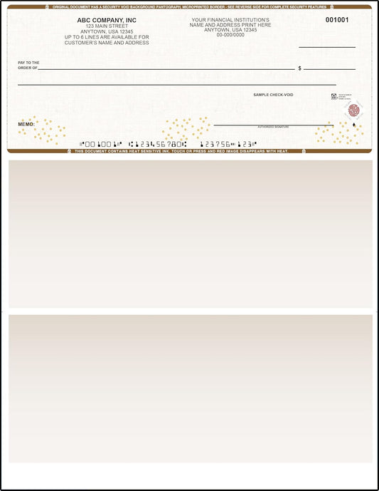 Tan High Security Checks on Top Compatible w/QB accounting software - Custom Computer Checks on Top (5000)