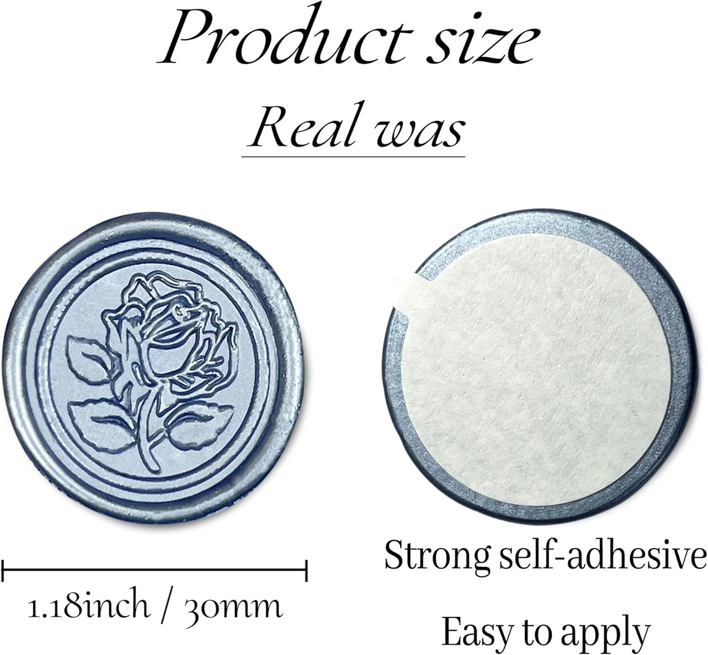 50Pcs Wax Seal Stickers Handmade Envelope Seals Self Adhesive Wax Stickers for Wedding Party Invitations, Envelope, Gift Wrap, Christmas(Rose Style, Gray Blue)