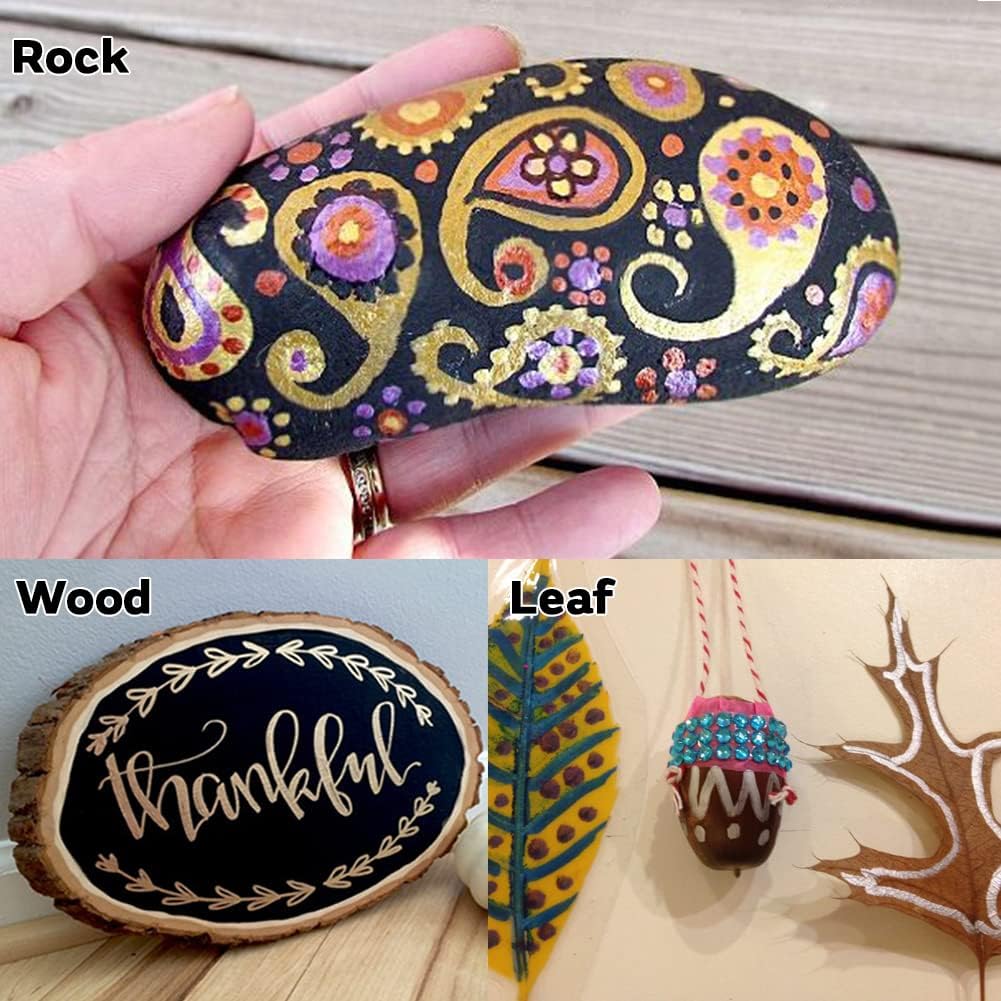 Dyvicl Metallic Marker Pens - Set of 9 Medium Point Metallic Markers for Rock Painting, Black Paper, Card Making, Scrapbooking Crafts, DIY Photo Album