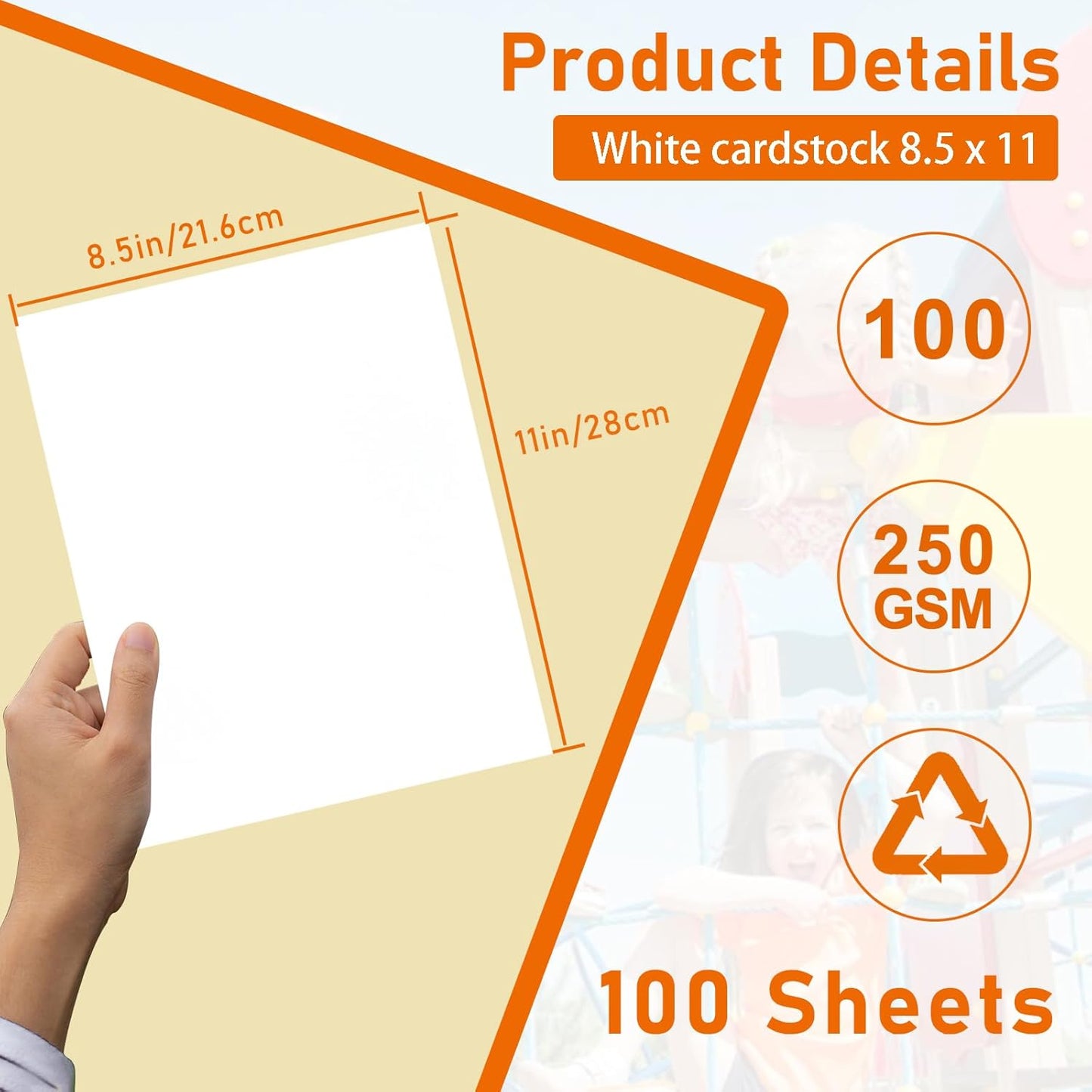 100 Sheets White Cardstock 8.5 x 11 Printer Paper, 92lb Heavyweight Crafting Paper Card Stock for Wedding, School, Memus, Making Cards, Business Cards, Invitations, Certificate