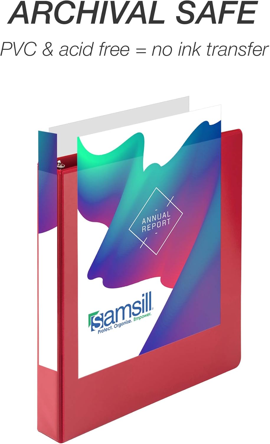 Samsill 1 Inch 3 Ring Binder, Made in USA, Economy Round Ring, Clear View Cover, 200 Sheet Capacity - for School, Home, Office - Ruby Red