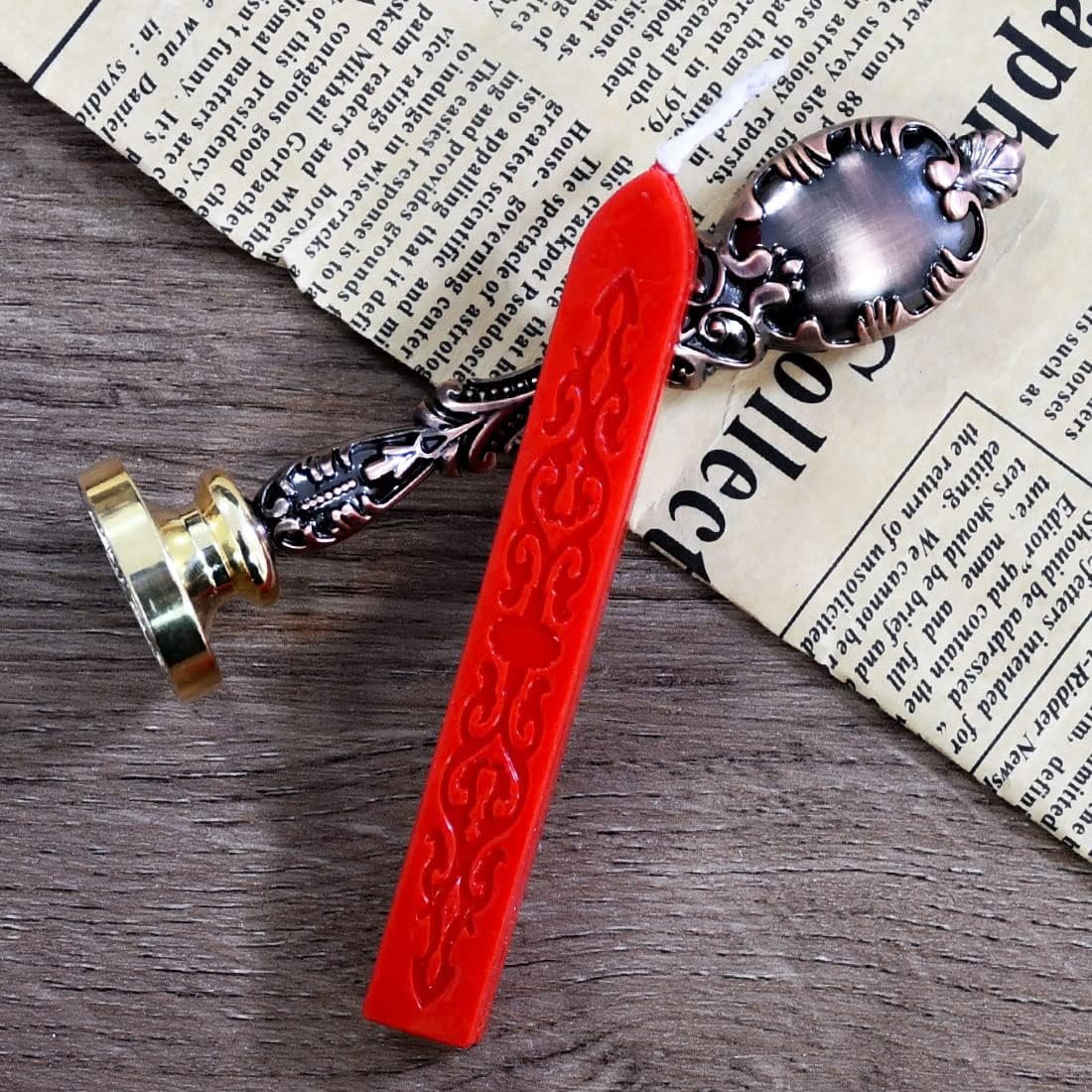 Wax Seal Stamp kit, Envelope Seals Sticker DIY Kit - Retro Sealing Wax Candle + Classic Initial Alphabet Seal Stamp Letter G - in Blue Gift Box