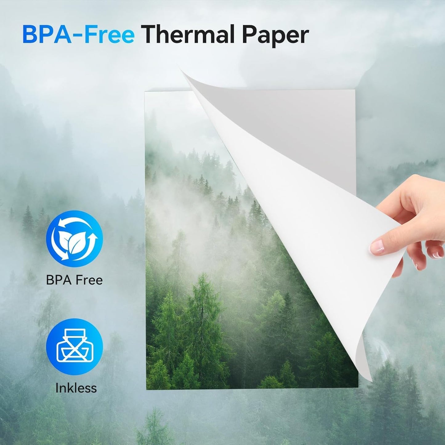 Thermal Paper 8.5 x 11 Inch (100 Sheets) - Letter Size Thermal Printer Paper, Compatible with iDPRT, HPRT, PRT, MT610, M08F, D810, M832, M834, A285M & Most Portable Printers