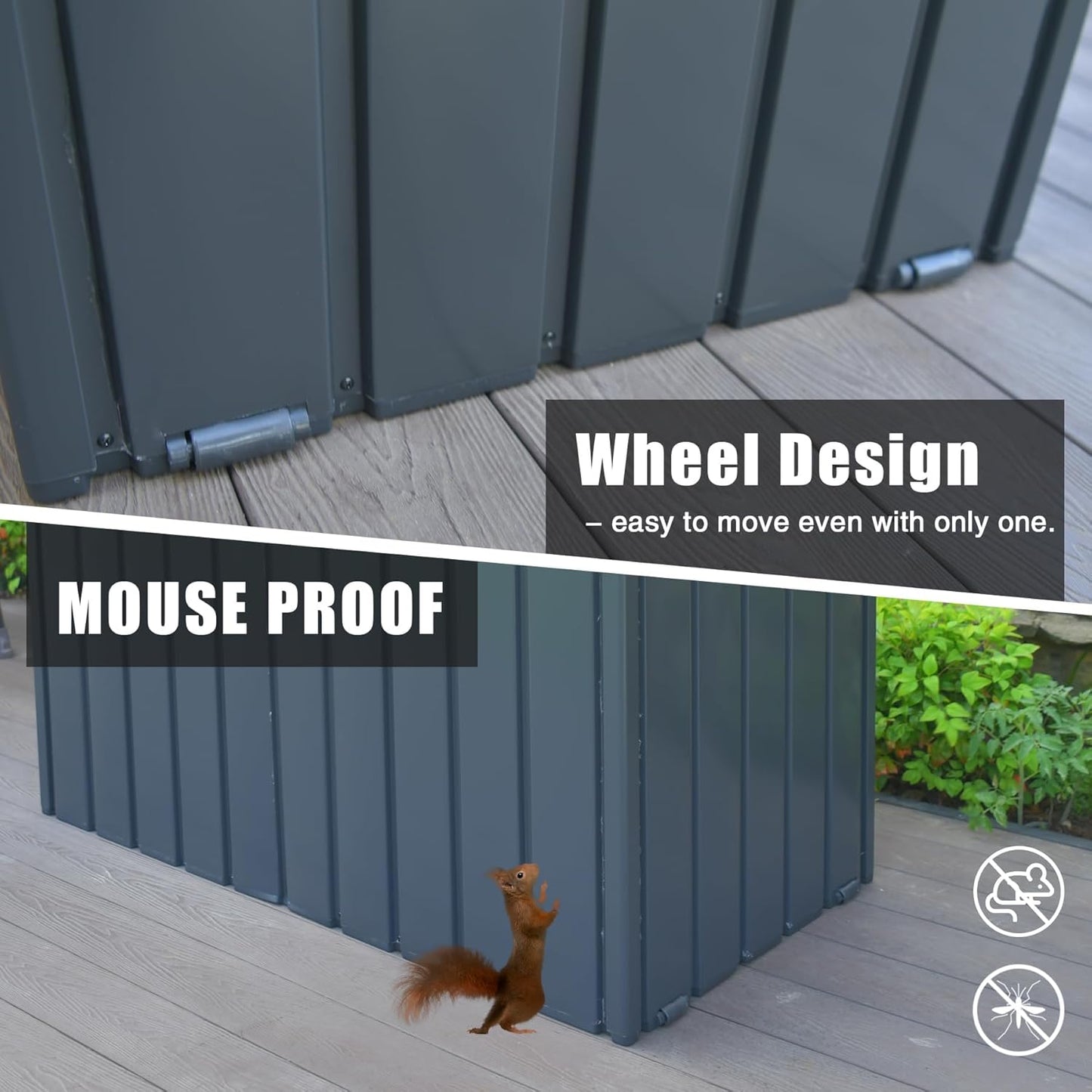 Domi Deck Box 200 Gallon, Waterproof Lockable Steel Outdoor Storage Container for Outside Cushions, Garden Tools and Pools Equipment(Gray)