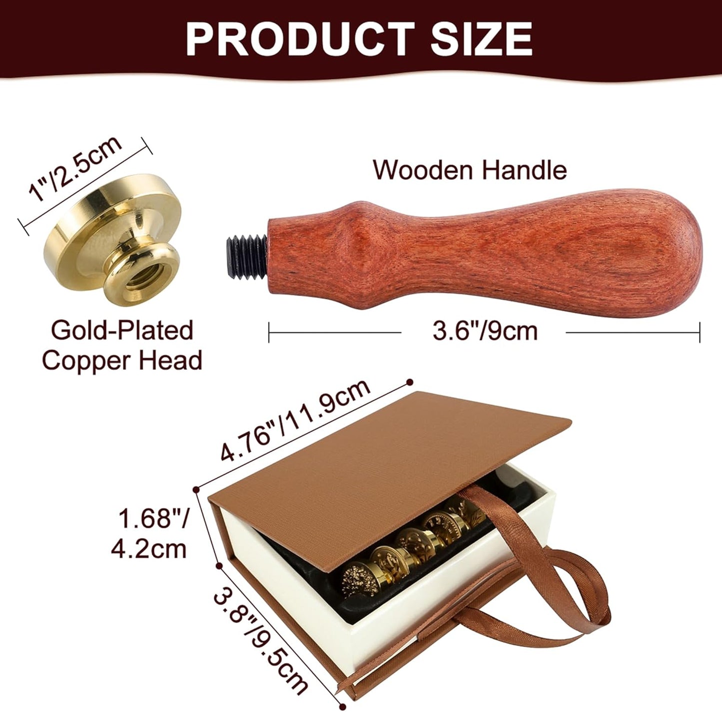 Yoption Wax Seal Stamp Gift Box Kit, 6 Pieces Flowers and Animals Sealing Wax Stamp Heads with 1 Wooden Hilt Set for Wedding Invitation Envelopes Card Gift (Natural Series)