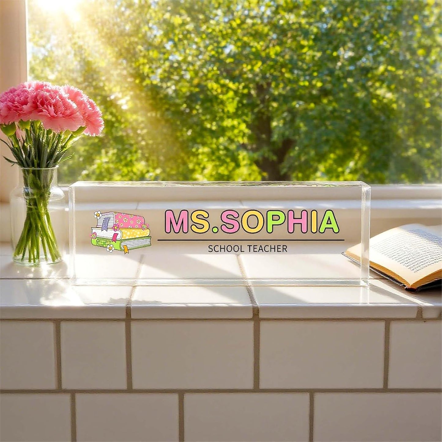 Custom Desk Name Plate, Teacher Name Plate for Desk, Office Decor for Women, Coworkers, Employee (S8)