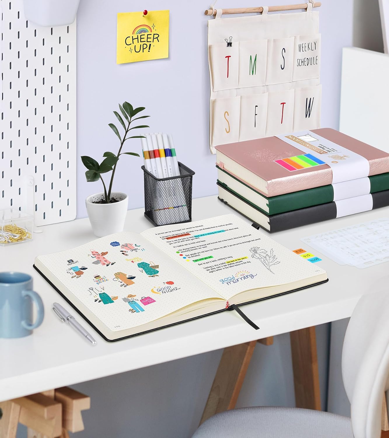 Dotted Journal Notebook, 360 Numbered Pages Bullet Dot Grid Journals, 100gsm Dot Paper Thick Hardcover Leather Journal for Writing Women Men, B5 Dotted Grid Notebooks for Work 7.6'' X 10'' Black