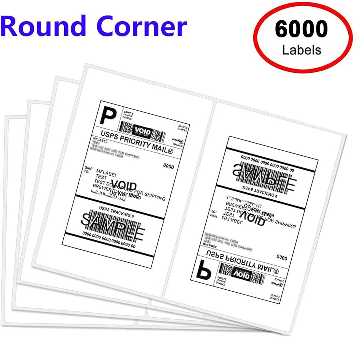 Round Corner Half Sheet Shipping Labels for Laser and Inkjet Printers,8.5" x 5.5" Printable White Label Self Adhesive Mailing Label 2 per Sheet(3000 Sheets, 6000 Labels)