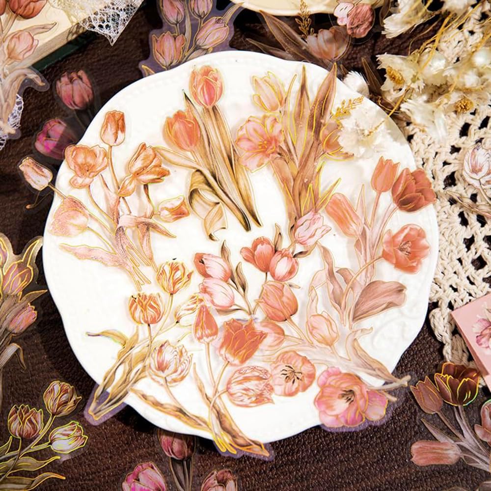 Alideco 120pcs Scrapbook Stickers Vintage Botanical Flowers Scrapbooking Junk Journal Crafts Embelishment Decoration Diary Stickers (yuhuashushuo)